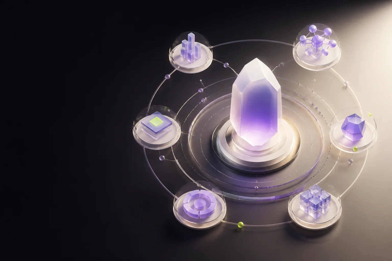 Abstract connected service system representing the Crowdlume digital promotion catalog